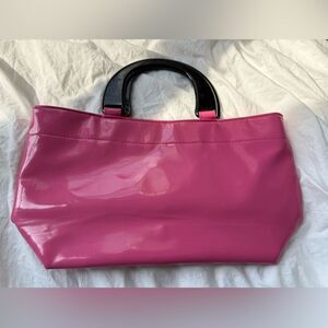 1990s Barbie Pink Vinyl Neiman Marcus Fran Drescher Style Handbag